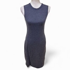 Theory charcoal Gray Sleeveless above the knee Dress cutout back side zip size 4